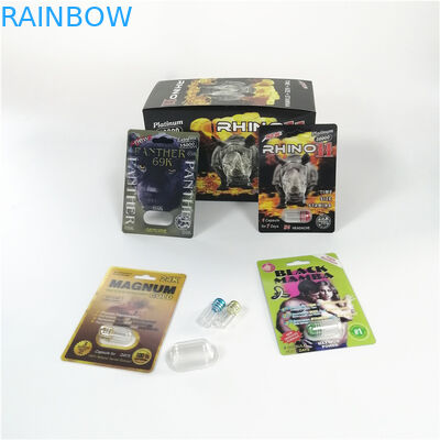 Rhinocéros 69 boîtes à cartes en plastique de l'insertion 3d de capsule masculine d'amélioration d'emballage de carte de la boursouflure 3D