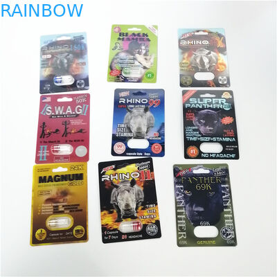 Rhinocéros 69 boîtes à cartes en plastique de l'insertion 3d de capsule masculine d'amélioration d'emballage de carte de la boursouflure 3D