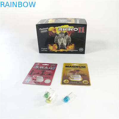 Rhinocéros de pilule de sexe d'effet de la boîte de papier 3D de pilule d'emballage de boursouflure de panthère noire 69 9000