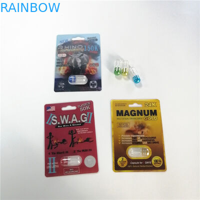 taille adaptée aux besoins du client en plastique d'emballage de boursouflure du rhinocéros 3D pour les capsules sexuelles masculines