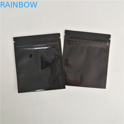 Encens de fines herbes de sachet noir libre réutilisable de Bpa empaquetant les sacs brillants de tirette de papier aluminium