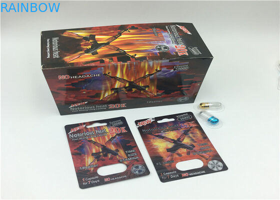 Couleur faite sur commande de pilule de capsule d'emballage de carte de la boursouflure 3d du rhinocéros 69 avec la boîte de papier d'affichage