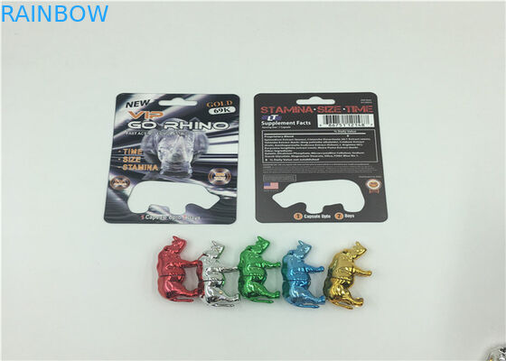 biens de balle de conteneur du rhinocéros 69 d'emballage de carte de boursouflure de pilule d'effet de l'hologramme 3D