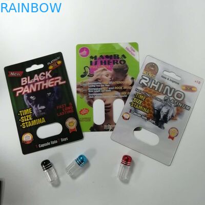 Rhinocéros sexuel d'emballage de carte de boursouflure de pilules d'amélioration 69 recyclables étanches à l'humidité