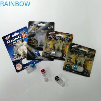 Carte de boursouflure de médecine de puissance de sexe d'hommes de Powful empaquetant le paquet sexuel de pilules du rhinocéros 69 d'amélioration