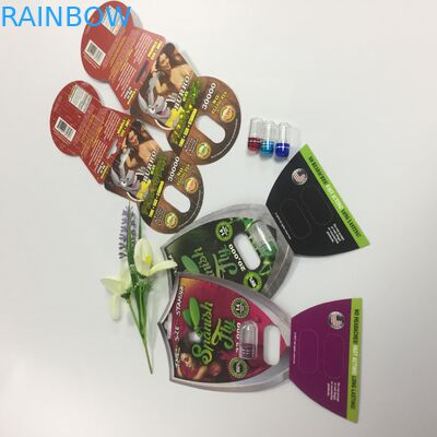 Stigmatisez la carte de boursouflure de pilules de capsule du rhinocéros 69 emballage en plastique de pilules du sexe 3d adapté aux besoins du client