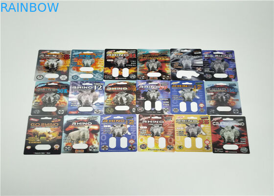 Paquet masculin de pilule d'amélioration d'emballage de carte de boursouflure d'effet du feu Rhino50K 3d pour des pilules de sexe de capsule