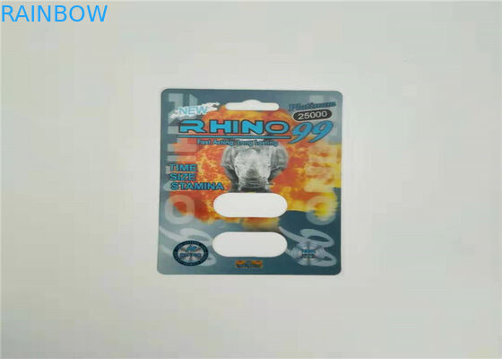 Paquet masculin de pilule d'amélioration d'emballage de carte de boursouflure d'effet du feu Rhino50K 3d pour des pilules de sexe de capsule