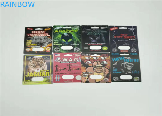 Carte masculine imperméable d'insertion d'effet des pilules 3d de l'amélioration 50k du rhinocéros 99 d'emballage de carte de boursouflure