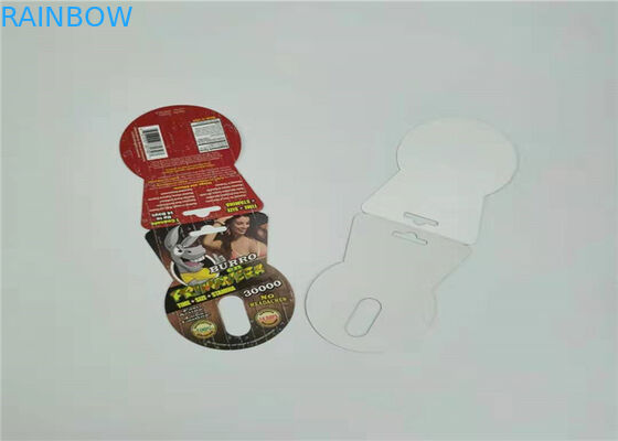 Une carte de papier de pilule réglée de sexe empaquetant la couleur rouge de coutume de carte de boursouflure du rhinocéros V7 de ruban