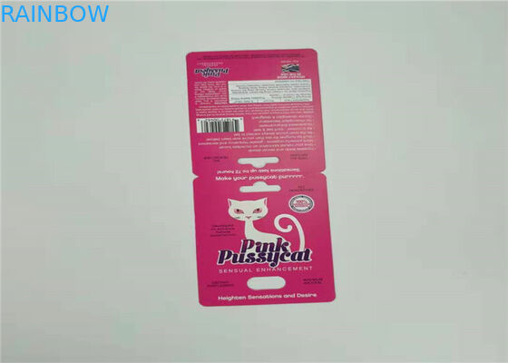 Une carte de papier de pilule réglée de sexe empaquetant la couleur rouge de coutume de carte de boursouflure du rhinocéros V7 de ruban