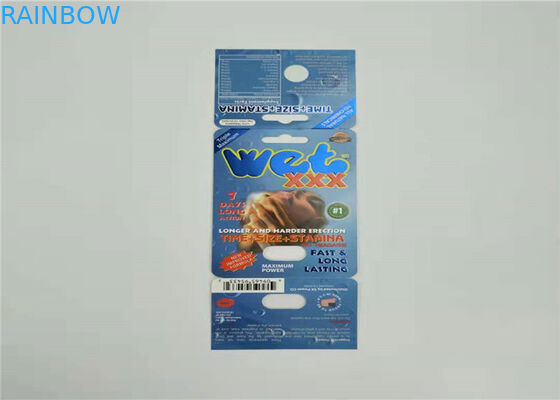 Une carte de papier de pilule réglée de sexe empaquetant la couleur rouge de coutume de carte de boursouflure du rhinocéros V7 de ruban