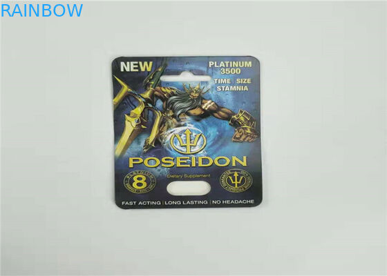 Boîte de présentation écologique de carte de papier du rhinocéros 7 d'emballage de carte de boursouflure pour la capsule masculine de renforceur