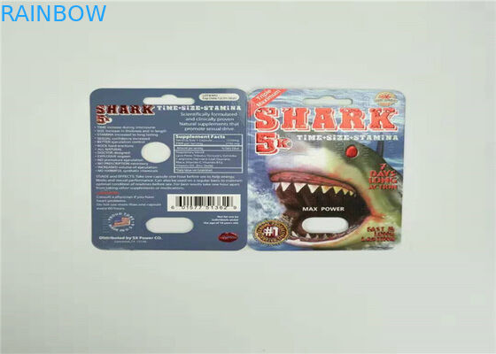 Boîte de présentation écologique de carte de papier du rhinocéros 7 d'emballage de carte de boursouflure pour la capsule masculine de renforceur