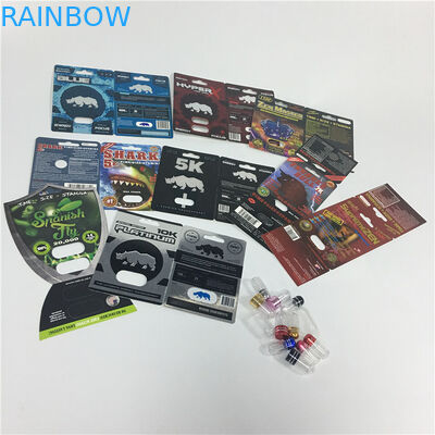 Logo masculin de coutume de pilules de sexe de rhinocéros de médicament d'amélioration d'impression de boursouflure d'emballage en soie de carte