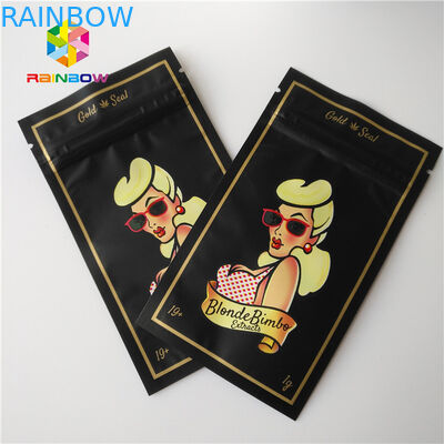 Le zip-lock fait sur commande rescellable met en sac l'emballage de mauvaise herbe de chanvre de la preuve CBD d'odeur de poche de 1G Mylar