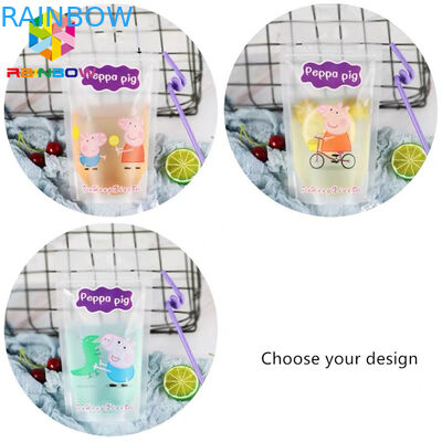 Les sacs liquides transparents d'emballage de poche de nourriture de boissons tiennent FDA avec des poignées/pailles