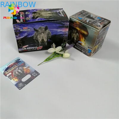 Les pilules masculines de sexe d'amélioration boursouflent la boîte à cartes 3d en plastique de capsule du rhinocéros 69 d'emballage de carte