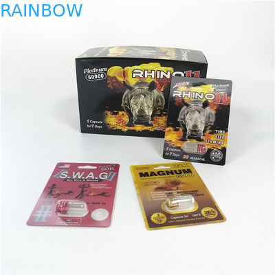 Paquet en plastique de médecine du rhinocéros 69 de pénis d'élargissement de capsules de pot de balle de pilules rouges de sexe