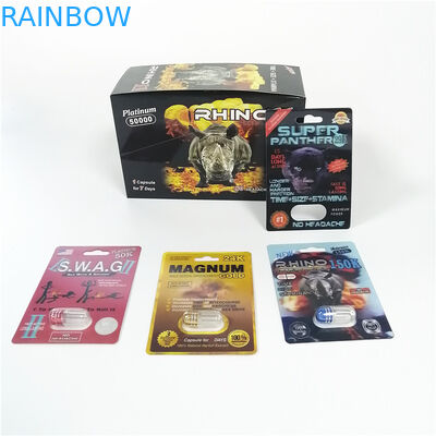 Paquet en plastique de médecine du rhinocéros 69 de pénis d'élargissement de capsules de pot de balle de pilules rouges de sexe