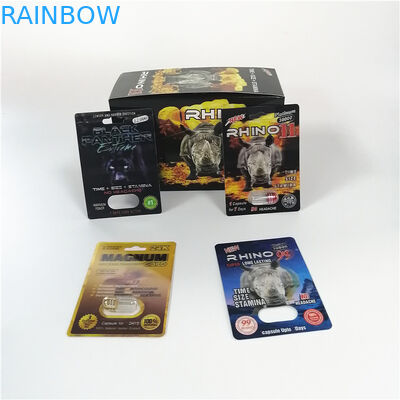 Série sexuelle de rhinocéros d'emballage de carte de boursouflure de pilules d'amélioration pour le paquet de capsule de sexe de poudre