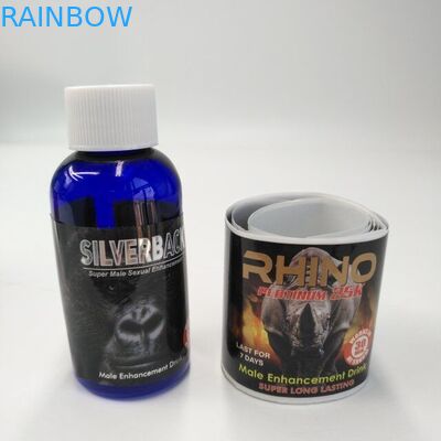 L'individu brillant Adhensive d'emballage de carte de boursouflure de finition marque des autocollants de rhinocéros pour la boisson masculine d'amélioration