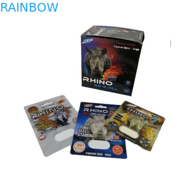 Glissez la taille adaptée aux besoins du client par emballage de la pilule 3d de sexe du rhinocéros 69 d'emballage de boîte de papier de carte d'insertion de boursouflure