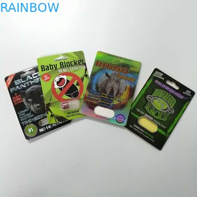 Glissez la taille adaptée aux besoins du client par emballage de la pilule 3d de sexe du rhinocéros 69 d'emballage de boîte de papier de carte d'insertion de boursouflure