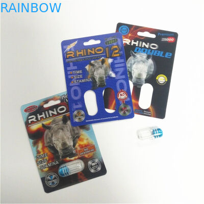Cartes de papier de temps de Buffalo de habillage transparent d'emballage de rhinocéros de boursouflure heureuse de pilule faites sur commande