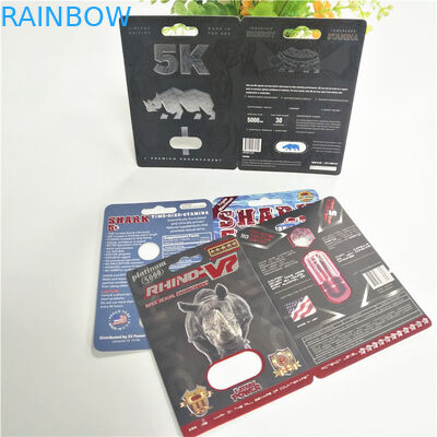 Cartes de papier de temps de Buffalo de habillage transparent d'emballage de rhinocéros de boursouflure heureuse de pilule faites sur commande