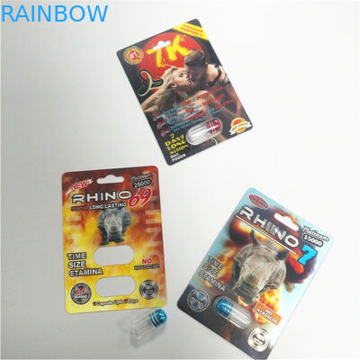 Cartes de papier de temps de Buffalo de habillage transparent d'emballage de rhinocéros de boursouflure heureuse de pilule faites sur commande