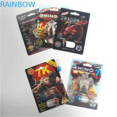 Matériel masculin de papier enduit de RHINOCÉROS de boursouflure de carte lenticulaire en plastique durable de l'emballage 3d