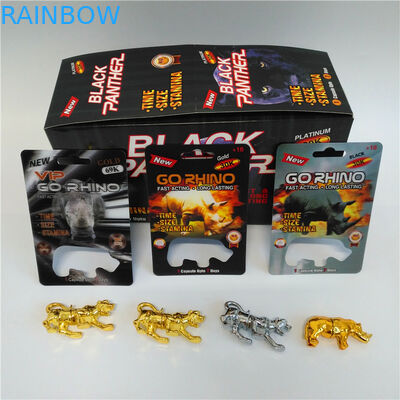 Disparaissent l'emballage de carte de boursouflure de pilule d'amélioration d'hommes de rhinocéros avec la bouteille de boursouflure de chiffre de rhinocéros