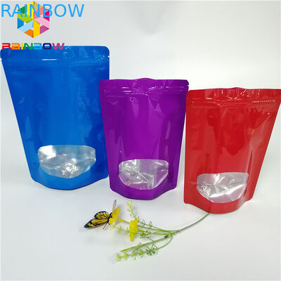 Extérieurs brillants tiennent la preuve d'odeur de papier d'aluminium de sacs de poche de tirette avec la fenêtre