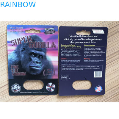 Paquet masculin de papier recyclable de pilule d'amélioration du rhinocéros 25k de panthère d'emballage de carte