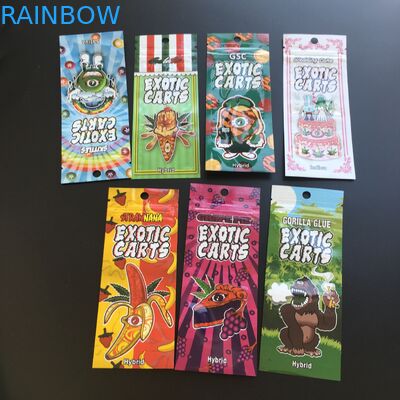 Les sachets en matière plastique d'huile de Cbd de cartouche de Vape empaquetant les chariots exotiques Mylar zip-lock mettent en sac 0.5ml 1ml