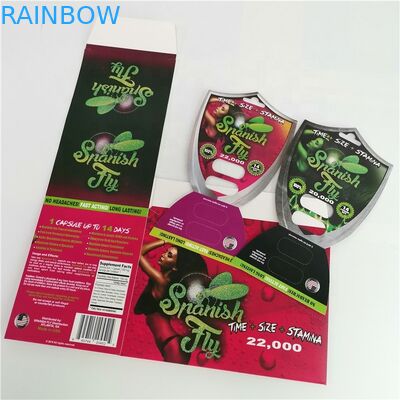 Carte de papier de empaquetage masculine de habillage transparent de pilules d'amélioration pour des capsules de pilule du sexe D2