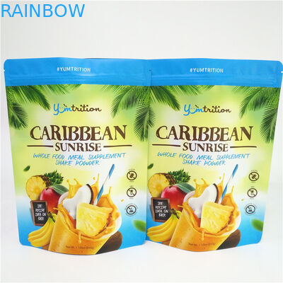 Poudre en plastique de supplément de Doypack d'emballage alimentaire de sacs rescellables de papier d'aluminium avec la tirette