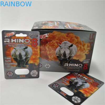 Rhinocéros 9K/7/12 d'emballage de carte de boursouflure de la série 3D de rhinocéros pour la capsule masculine de pilule d'amélioration
