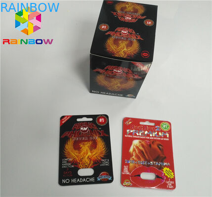 boîte de présentation en plastique d'emballage de boursouflure de carte de boursouflure du rhinocéros 3d pour des pilules de sexe de capsules