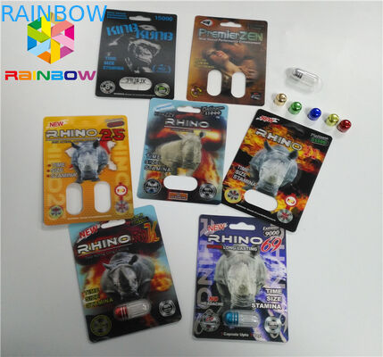 Carte en plastique de boursouflure d'impression de pp 3D empaquetant la taille normale pour le rhinocéros 69 pilules