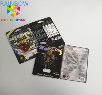 Glissez les pilules masculines d'amélioration de carte d'insertion de boursouflure emballant la finition de la surface 3D