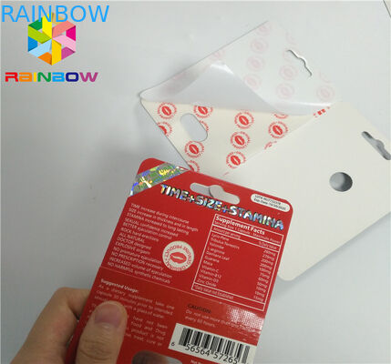 Glissez les pilules masculines d'amélioration de carte d'insertion de boursouflure emballant la finition de la surface 3D