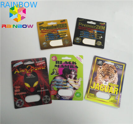 Paquet étranger de capsule de pilules de papier du rhinocéros 3d de poudre de boursouflure d'emballage fait sur commande de carte