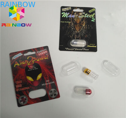 Paquet étranger de capsule de pilules de papier du rhinocéros 3d de poudre de boursouflure d'emballage fait sur commande de carte