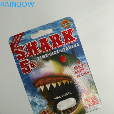 Paquet masculin de pilules d'amélioration de boursouflure d'emballage de papier de carte avec la balle en plastique