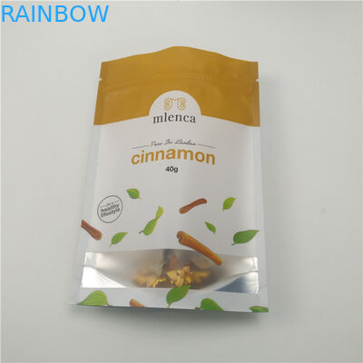 Les sacs cosmétiques de tirette blanche mate de fond tiennent la cannelle de Doypack 40g