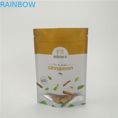 Les sacs cosmétiques de tirette blanche mate de fond tiennent la cannelle de Doypack 40g