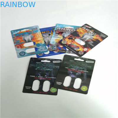 Rhinocéros 7 suppléments sexuels des hommes d'emballage de carte de la boursouflure 3D pour la libido de amplification