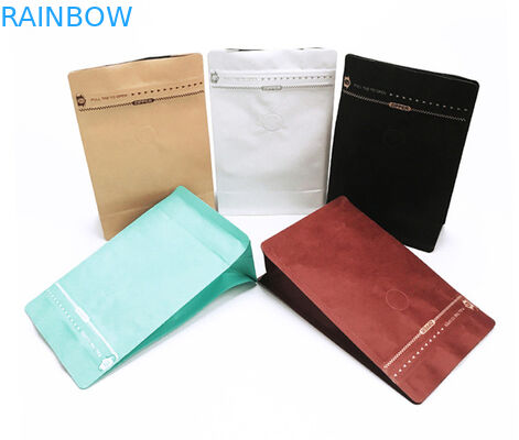 Sacs à thé de fond plat empaquetant le papier d'emballage rescellable imprimé par coutume avec la valve